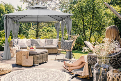 Intimo Garden Luxe Prieel Vernazza Grijs + LED - verlichting + Schaduwdoeken - TuinTrends