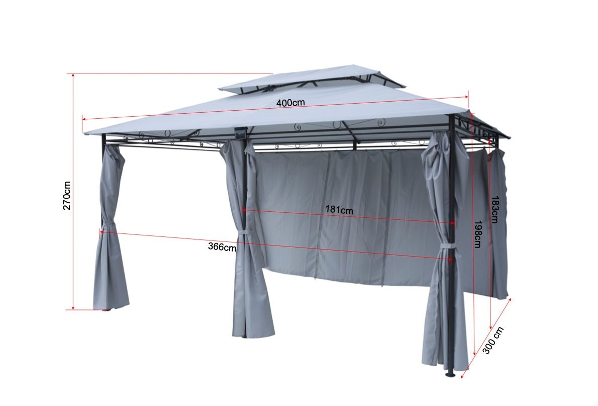 Intimo Garden Luxe Prieel Vernazza Grijs + LED - verlichting + Schaduwdoeken - TuinTrends