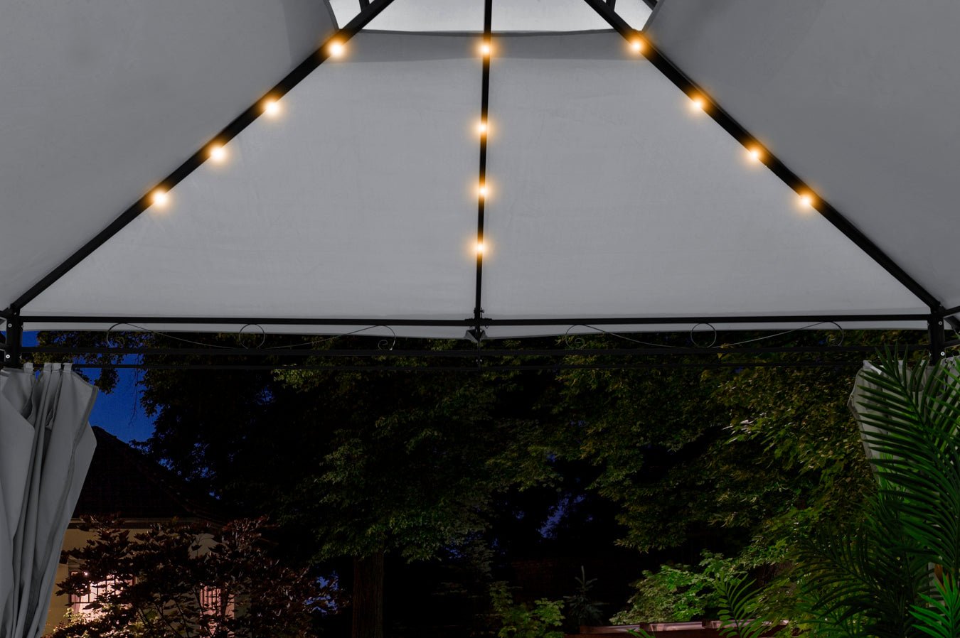 Intimo Garden Luxe Prieel Vernazza Grijs + LED - verlichting + Schaduwdoeken - TuinTrends