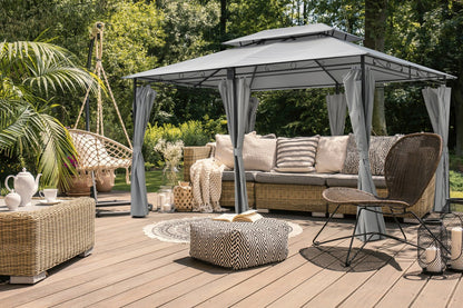 Intimo Garden Luxe Prieel Vernazza Grijs + LED - verlichting + Schaduwdoeken - TuinTrends