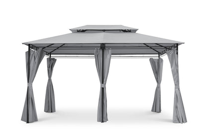 Intimo Garden Luxe Prieel Vernazza Grijs + LED - verlichting + Schaduwdoeken - TuinTrends