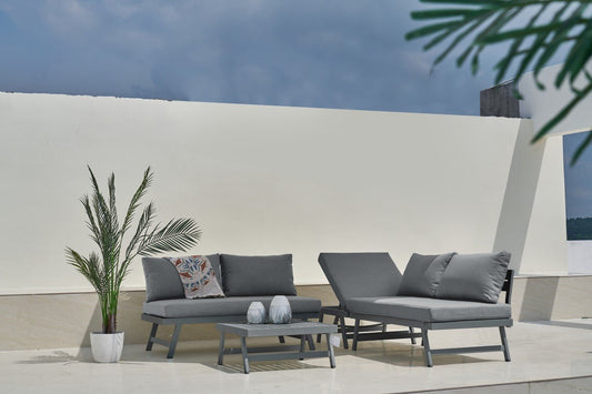 Intimo Garden Max alu loungeset – Antra frame grijze kussen / 3 - 4 persoons - TuinTrends