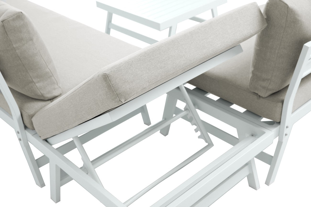 Intimo Garden Max alu loungeset – Wit frame beige kussen / 3 - 4 persoons - TuinTrends