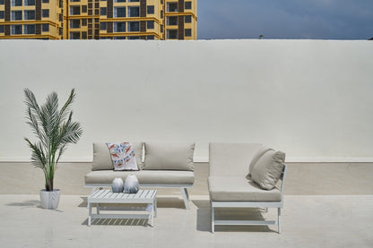Intimo Garden Max alu loungeset – Wit frame beige kussen / 3 - 4 persoons - TuinTrends