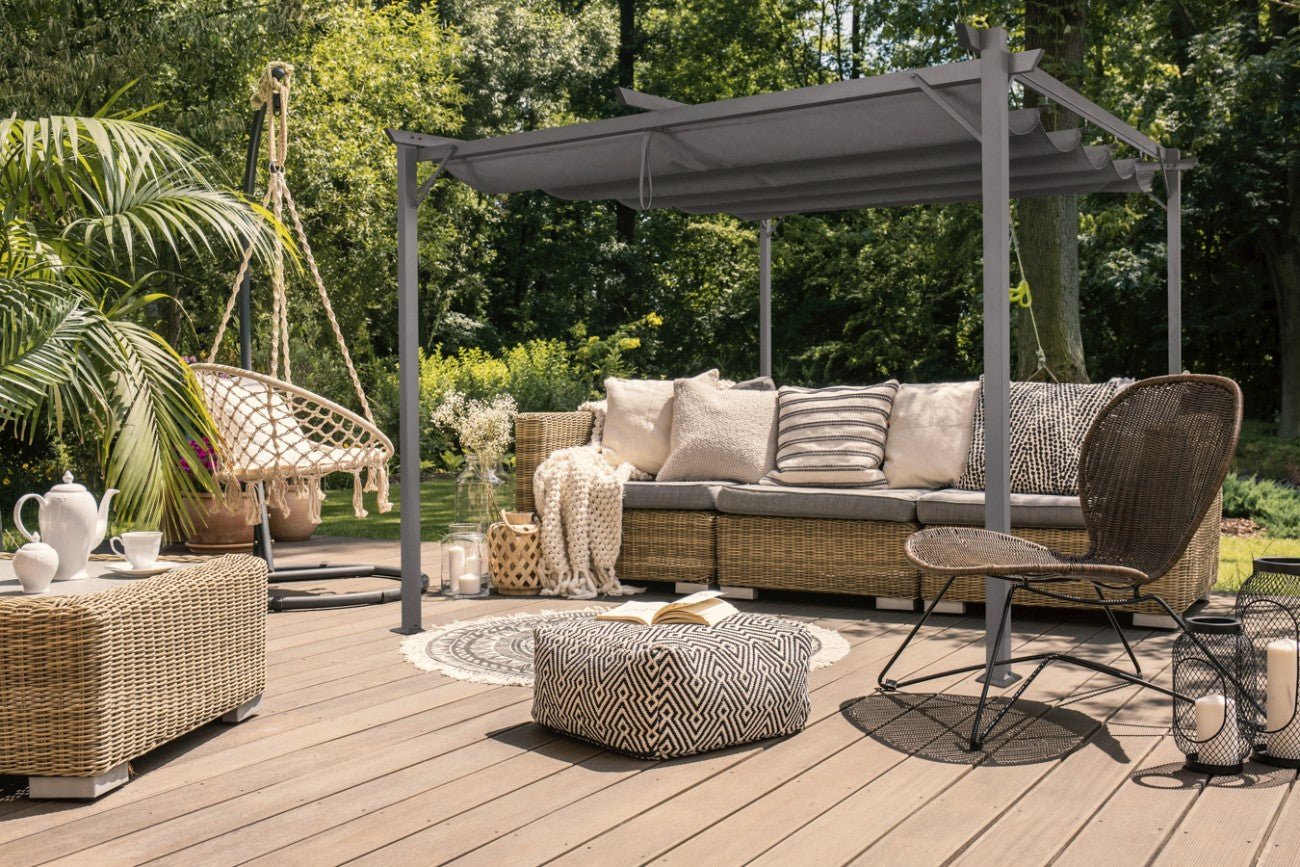Intimo Garden Sofia prieel 3x3 m - antraciet / Paviljoen inclusief schaduwdoek - TuinTrends