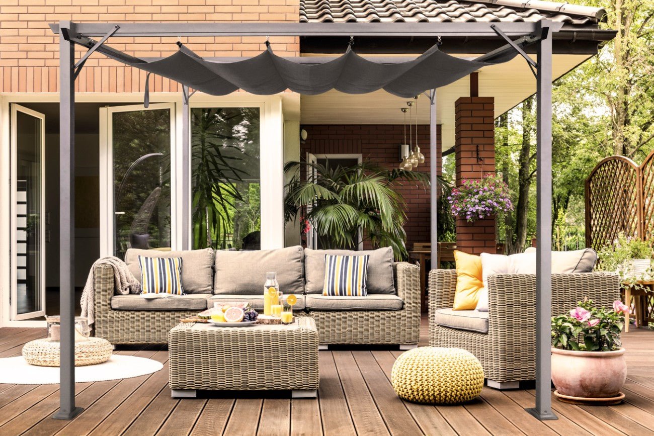 Intimo Garden Sofia prieel 3x3 m - antraciet / Paviljoen inclusief schaduwdoek - TuinTrends