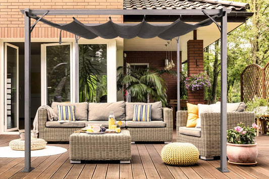Intimo Garden Sofia prieel 3x3 m - antraciet / Paviljoen inclusief schaduwdoek - TuinTrends